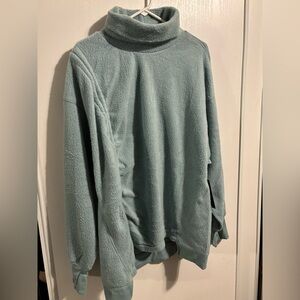 NWT Tahari Cotton Blend Fleece Sport Pullover Size 2X  Dusty Blue Turtle Neck